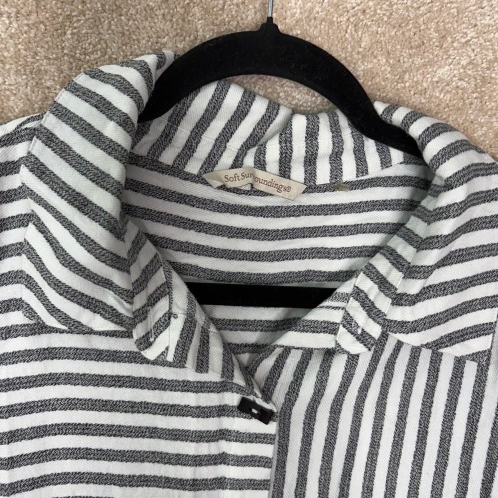 SOFT SURROUNDINGS Striped Tunic Top Women's Plus Size 1X Lagenlook Cotton Blend - Picture 5 of 8